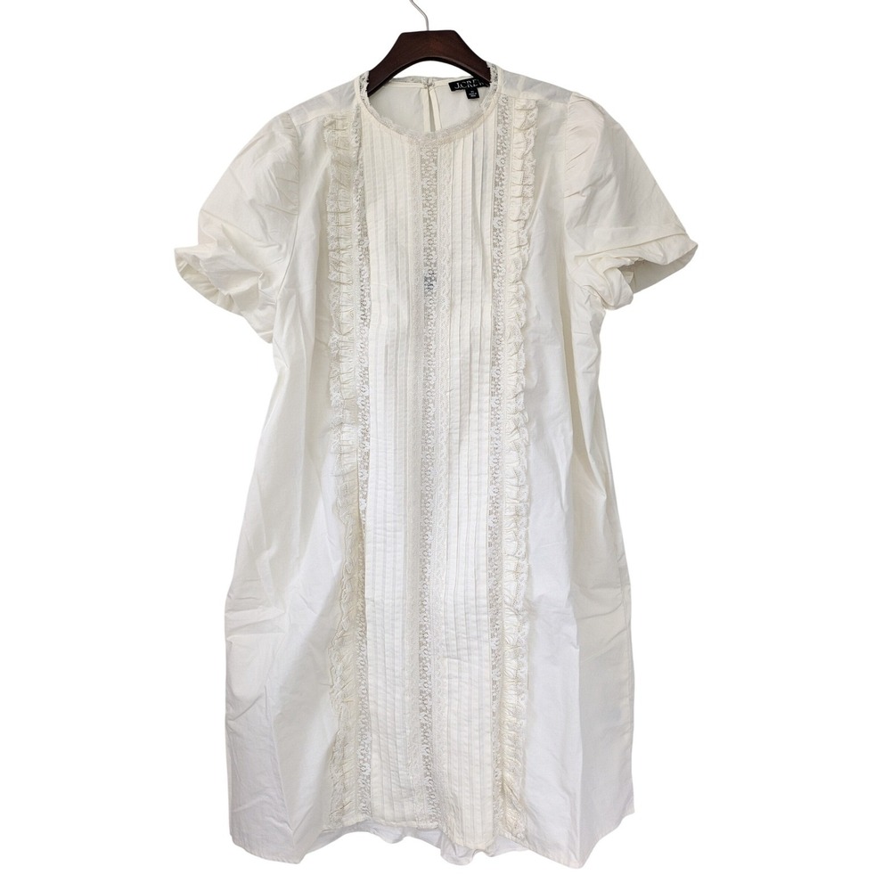 J. Crew Lace Trim Pintuck Dress Size XS Ivory NWT $188‎ CJ496
